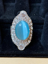 Load image into Gallery viewer, Silver and Turquoise ring - stretchy
