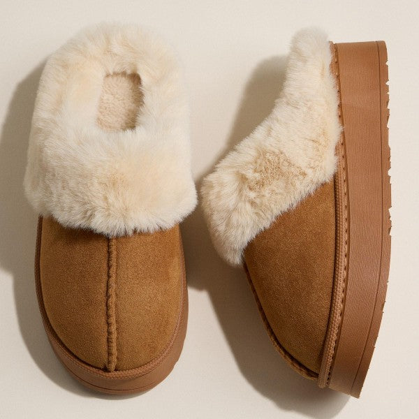 Faux Fur & Suede Slippers