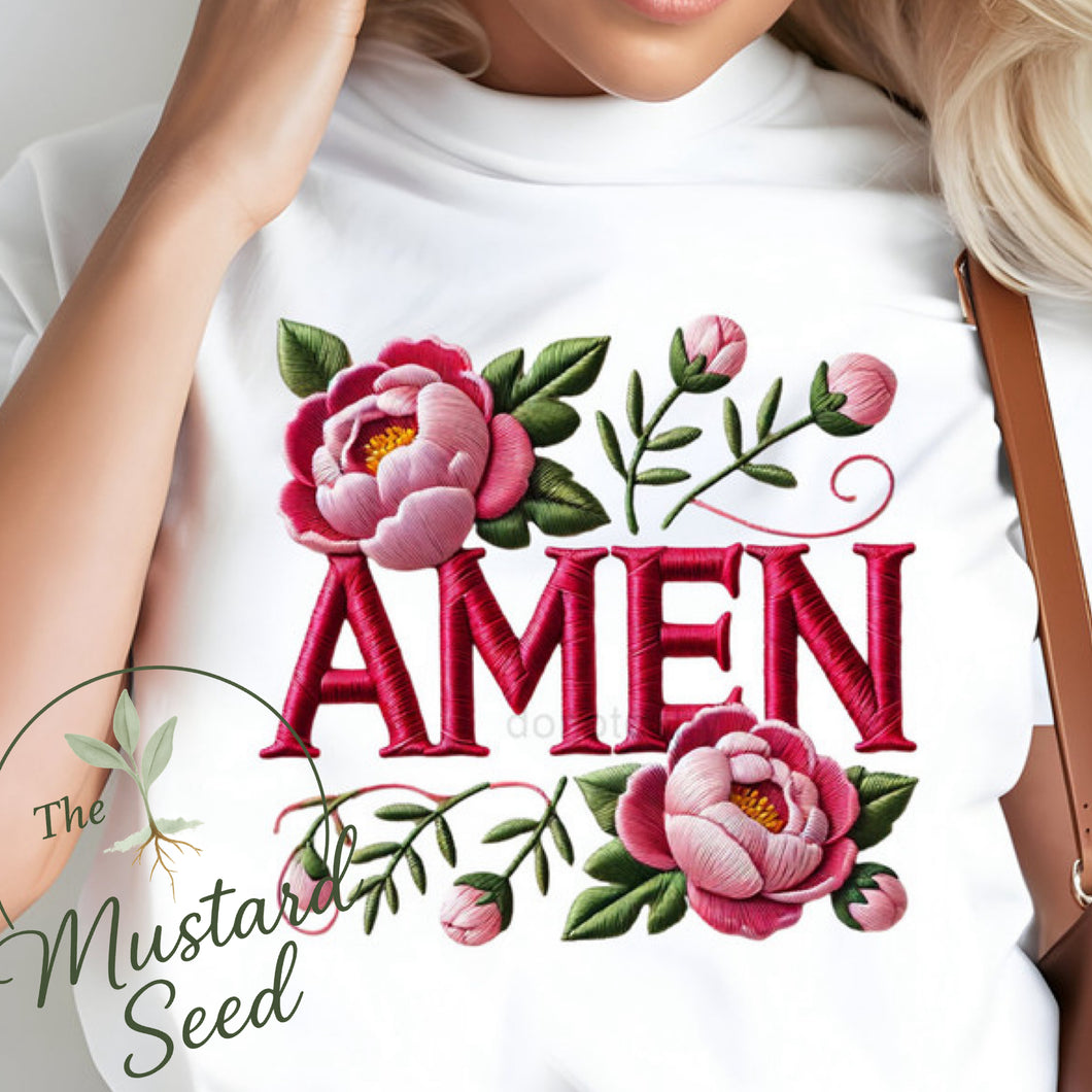 Faux embroidery AMEN