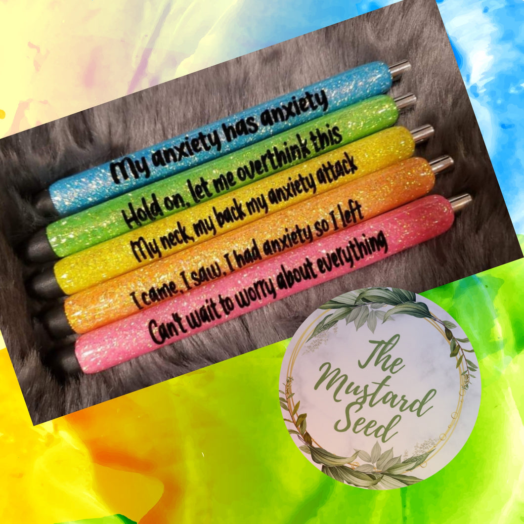 Anxiety glitter pen set