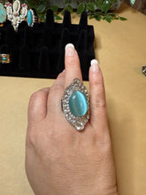 Load image into Gallery viewer, Silver and Turquoise ring - stretchy
