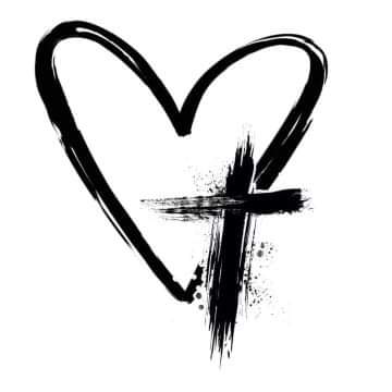 Heart and cross decal