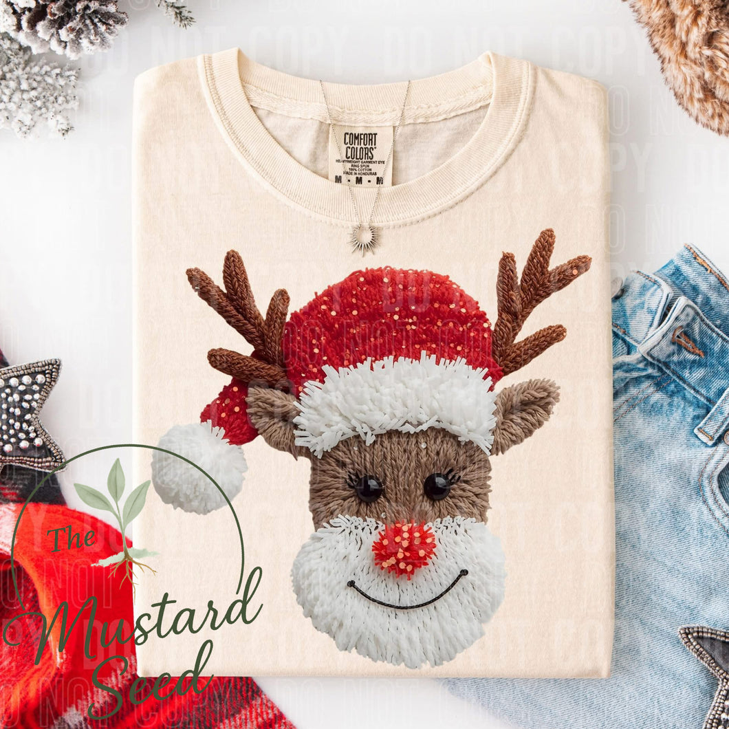 Faux string yarn reindeer