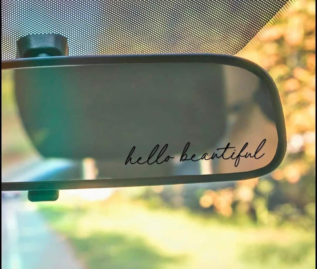 hello beautiful mirror sticker
